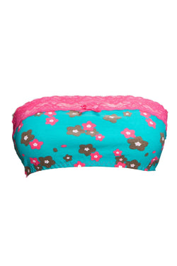 Spreegirl Teal Arts And Crafts Flower Bandeau Bra thumbnail 1