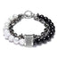 Stainless Steel / White Howlite / Black Onyx Bead and Chain Healing Bracelet