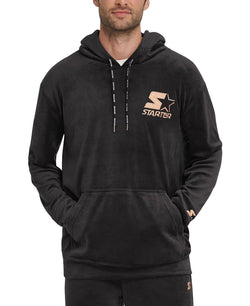 Starter Velour Logo Hoodie Black thumbnail 1