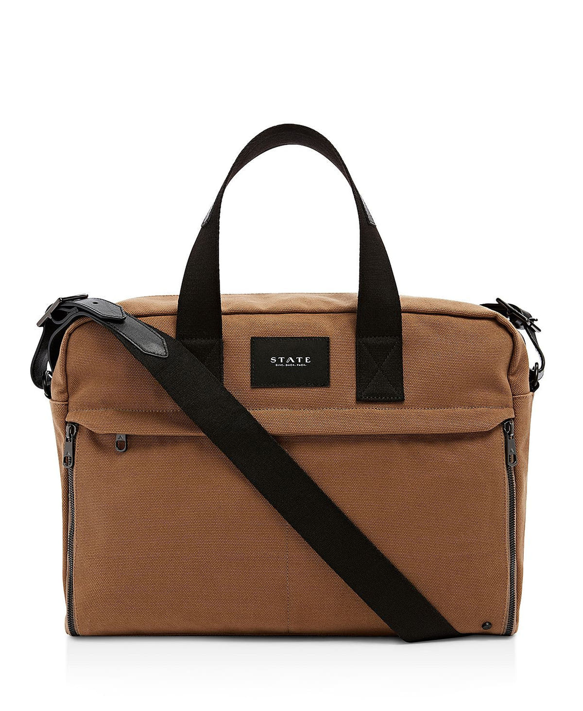 State Canvas Preson Brief Messenger Bag Whiskey Brown