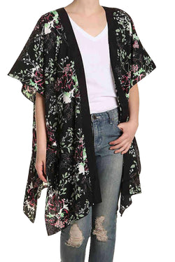 Steve Madden Black/Floral-Print Duster Kimono thumbnail 4
