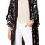 Steve Madden Black/Floral-Print Duster Kimono