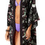 Steve Madden Black/Floral-Print Duster Kimono