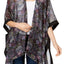 Steve Madden Black/Floral-Print Kimono Cape