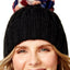 Steve Madden Black Over-The-Top Ribbed-Knit Beanie