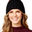 Steve Madden Black Over-The-Top Ribbed-Knit Beanie