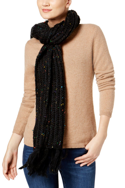 Steve Madden Black Speckled Soft-Knit Scarf