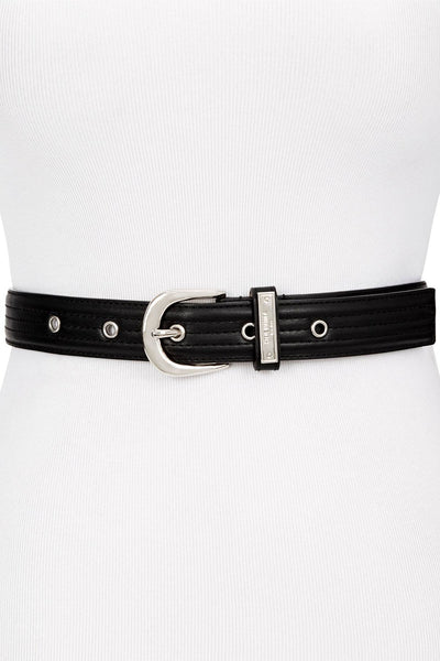 Steve Madden Black Trapunto Stitch Belt