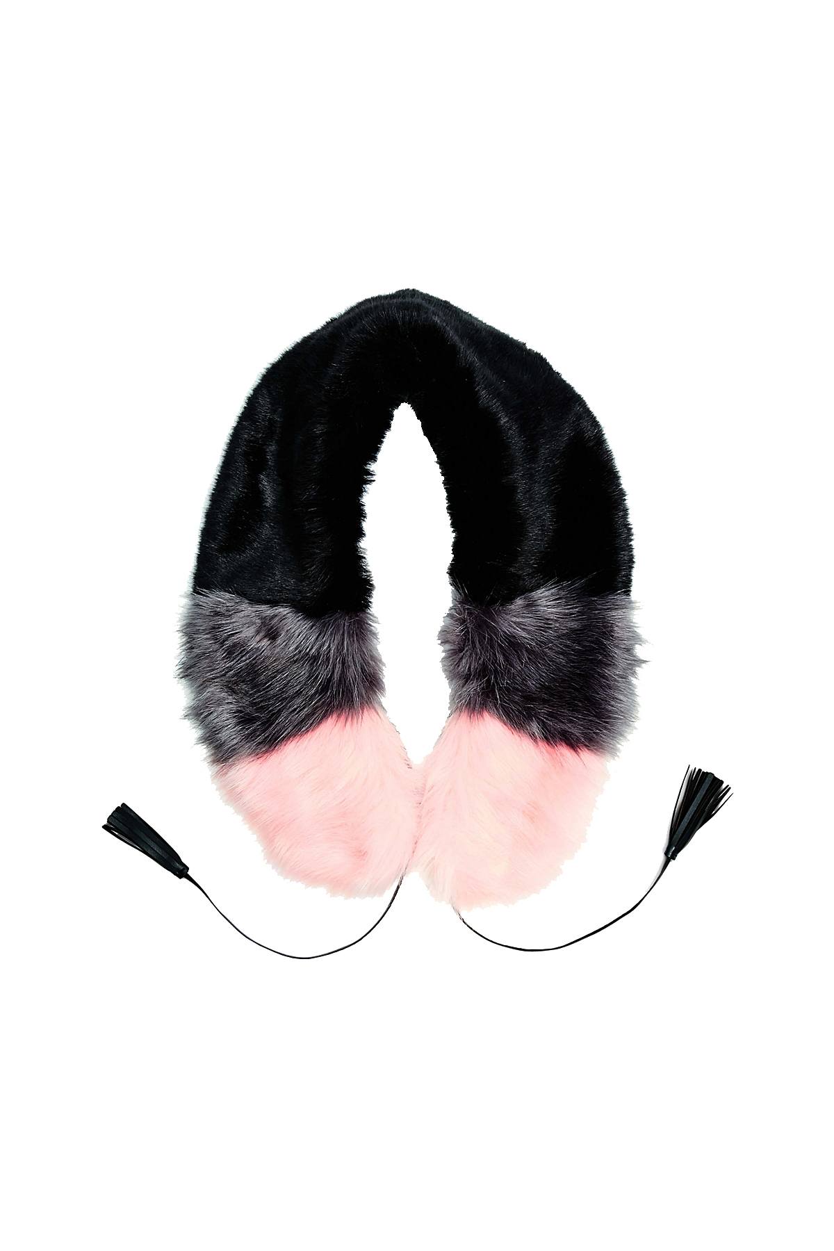Steve Madden Blush Color-Blocked Faux Fur Collar / Scarf