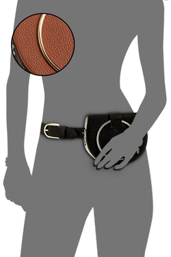 Steve Madden Cognac/Gold Pebbled Faux Leather Convertible Belt Bag thumbnail 4