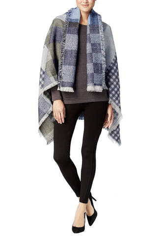 Steve Madden Denim Plaid Variety Blanket, Wrap / Scarf