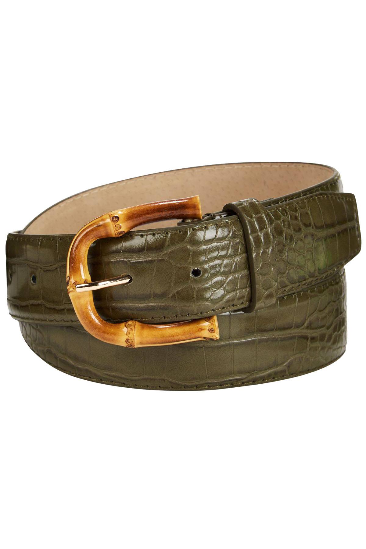 Steve Madden Green Croc-Embossed Faux Leather Belt
