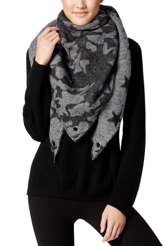 Steve Madden Grey Camo-Stars Traingle Blanket, Wrap / Scarf