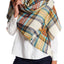 Steve Madden Ivory Classic-Plaid Square Blanket, Wrap / Scarf