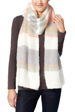 Steve Madden Ivory Striped Super-Brushed Muffler Scarf thumbnail 1