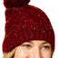 Steve Madden Maroon Speckled Cable-Knit Beanie