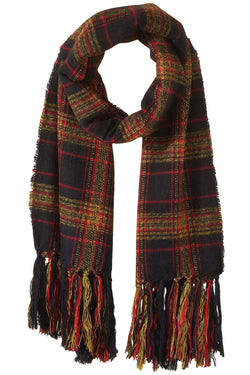 Steve Madden Mustard New-England-Plaid Blanket Wrap & Scarf in One thumbnail 4
