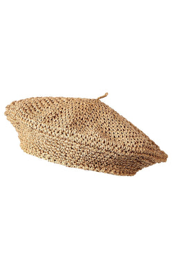 Steve Madden Tan Paper Straw Crochet Beret thumbnail 2