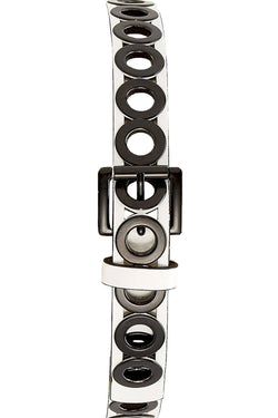 Steve Madden White/Black Grommet Pant Belt thumbnail 2