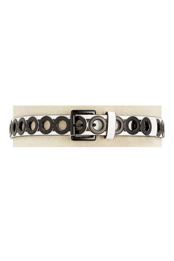 Steve Madden White/Black Grommet Pant Belt thumbnail 3