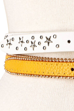 Steve Madden Yellow/White Faux Leather Belt 2 Pack thumbnail 2