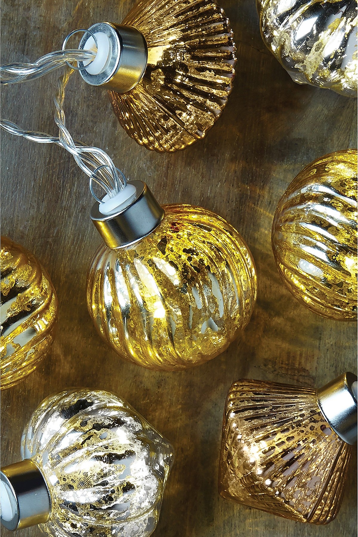 Studio Mercantile Mercury-Glass Decorative Warm-White LED String Lights