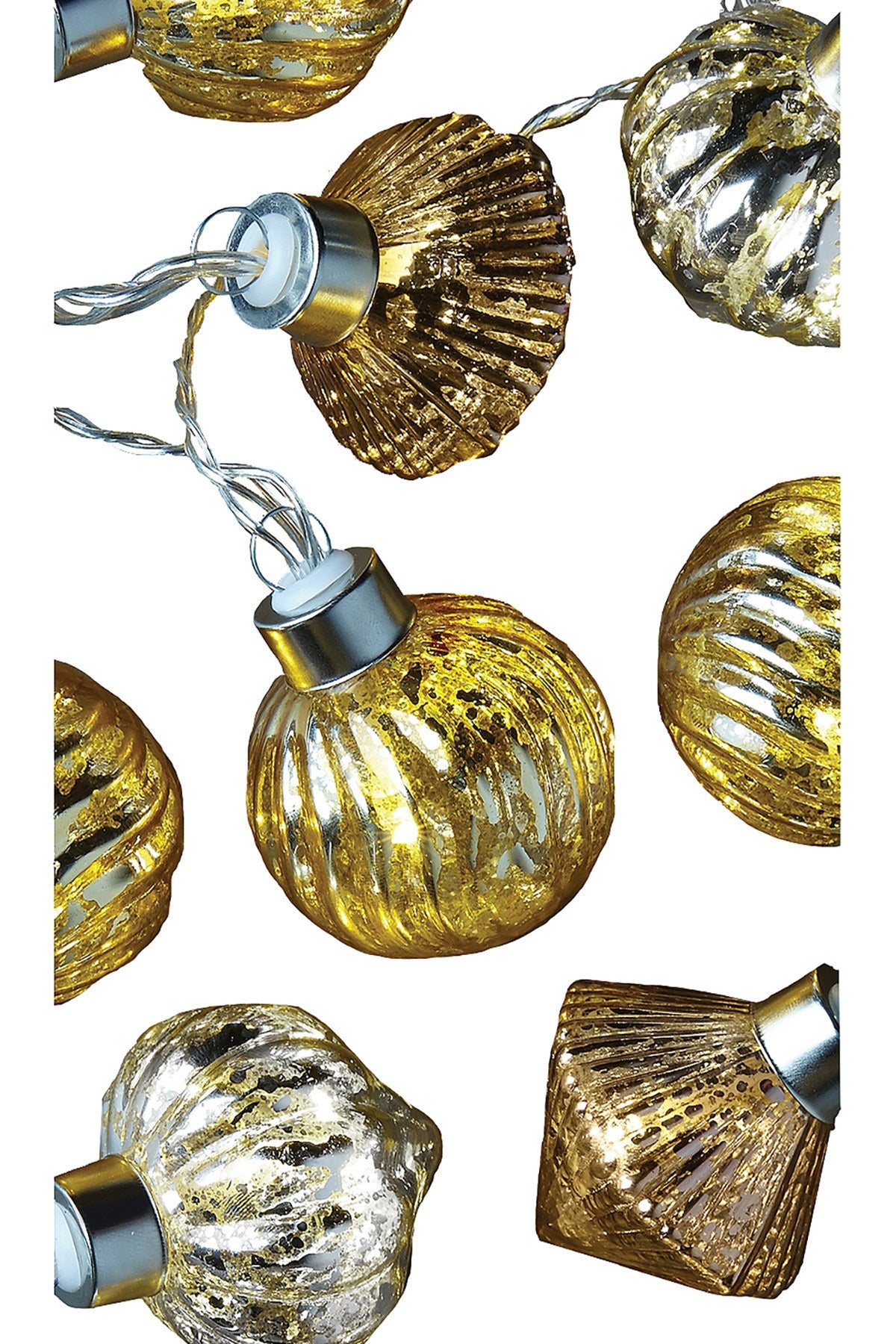 Studio Mercantile Mercury-Glass Decorative Warm-White LED String Lights