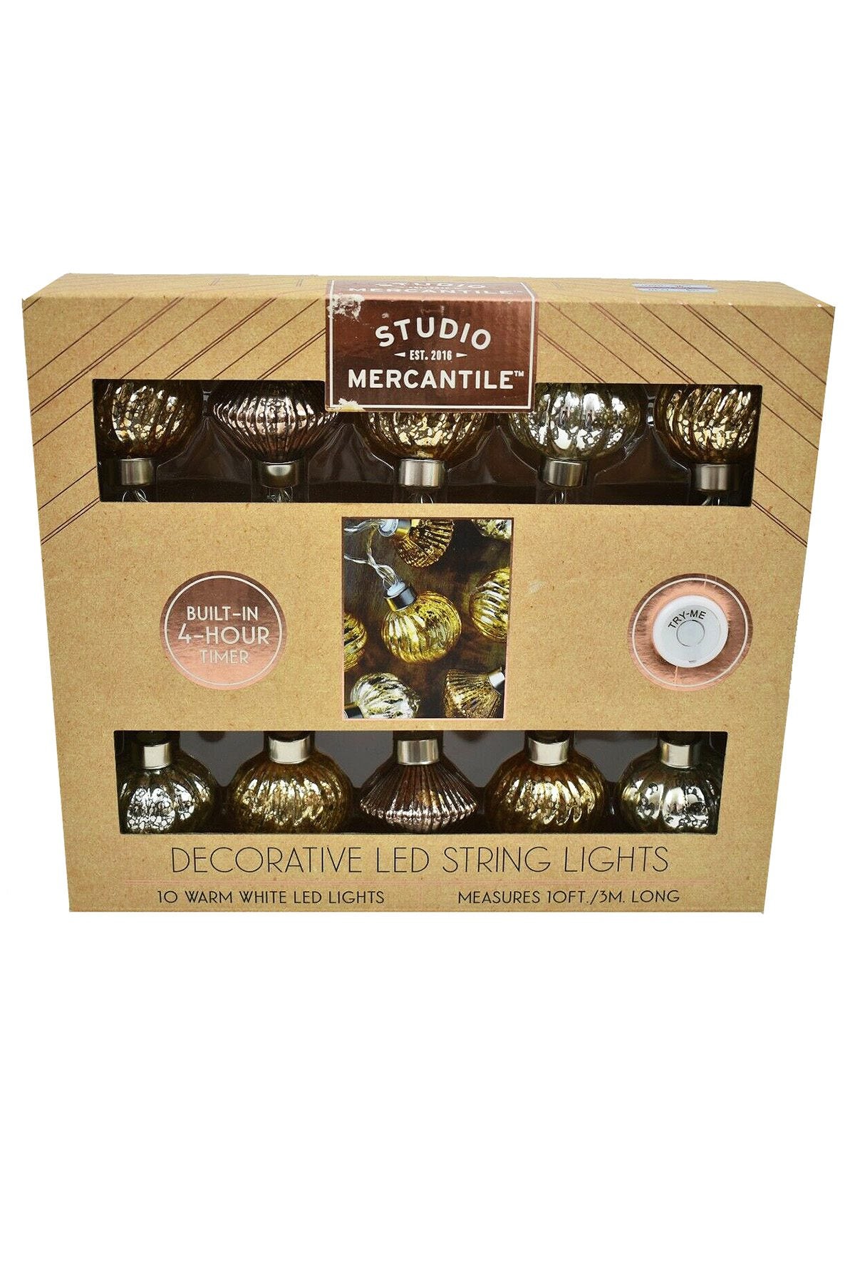 Studio Mercantile Mercury-Glass Decorative Warm-White LED String Lights