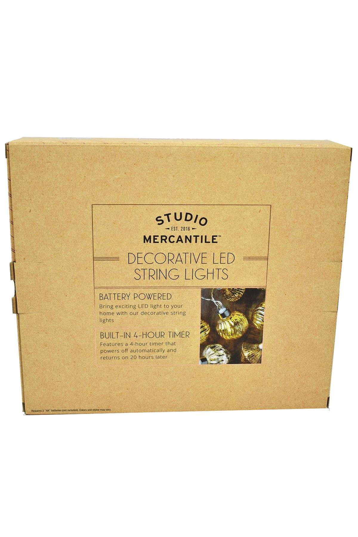 Studio Mercantile Mercury-Glass Decorative Warm-White LED String Lights