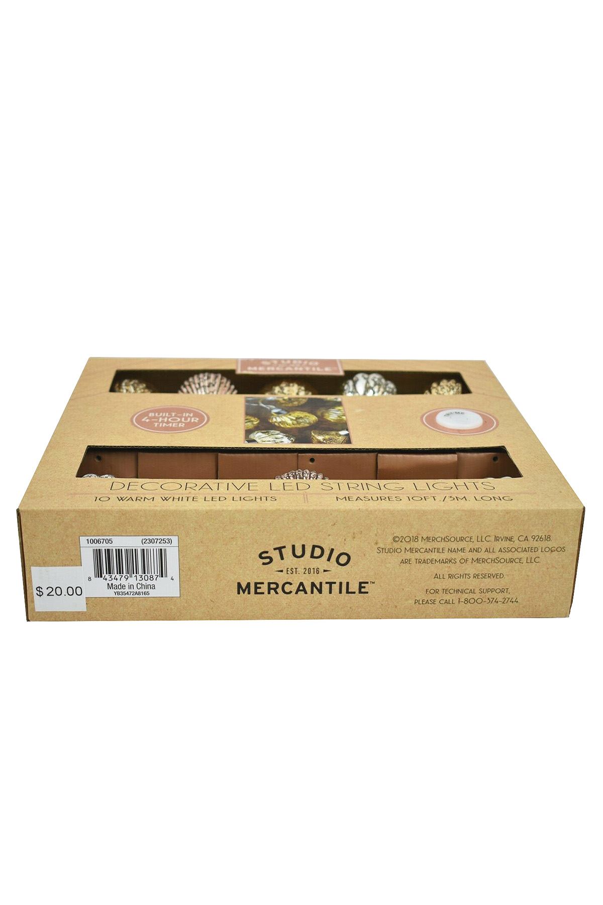 Studio Mercantile Mercury-Glass Decorative Warm-White LED String Lights
