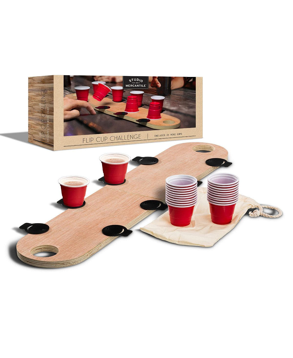 Studio Mercantile Portable Mini Flip Cup Challenge With Built-in Launchers Set Of 21 Brown