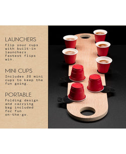 Studio Mercantile Portable Mini Flip Cup Challenge With Built-in Launchers Set Of 21 Brown thumbnail 4