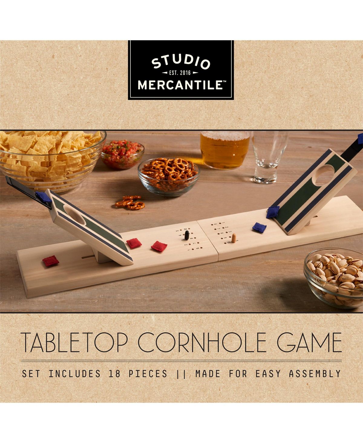 Studio Mercantile Tabletop Cornhole Wood Game Brown