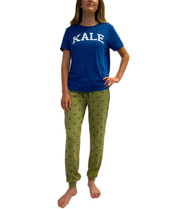 Sub_urban Riot Kale T-shirt & Jogger Pants Pajama Set Navy thumbnail 1