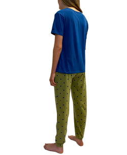Sub_urban Riot Kale T-shirt & Jogger Pants Pajama Set Navy thumbnail 2