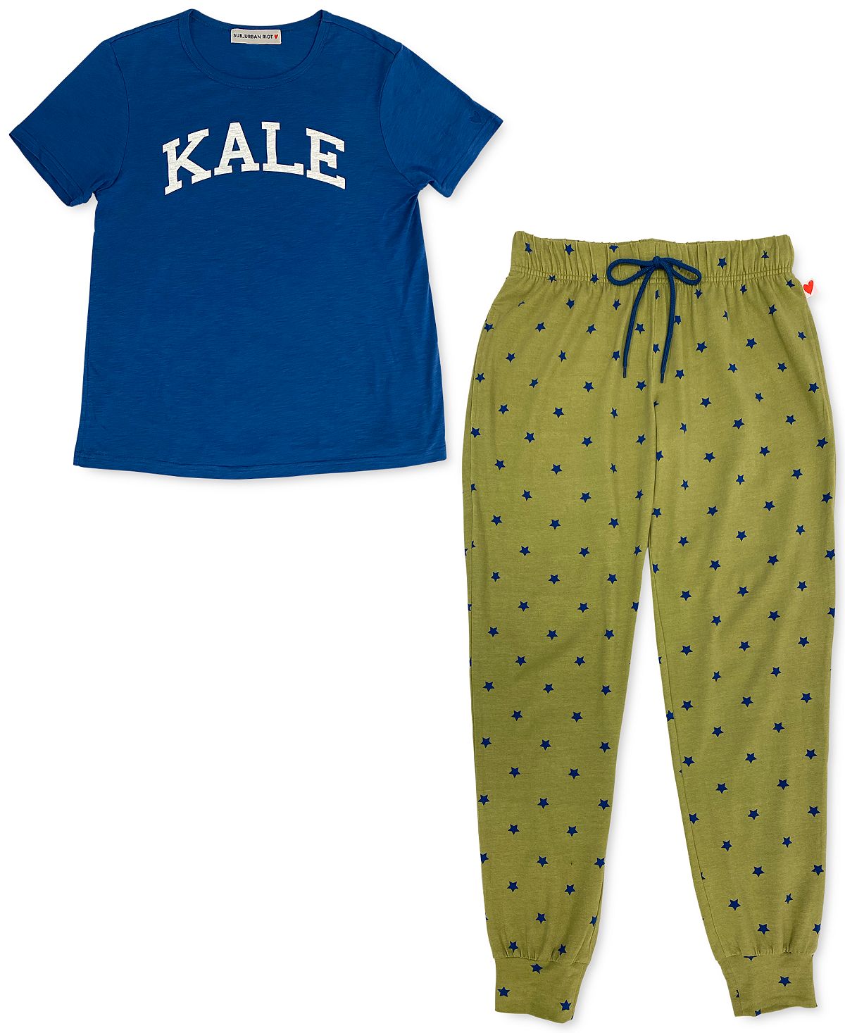 Sub_urban Riot Kale T-shirt & Jogger Pants Pajama Set Navy