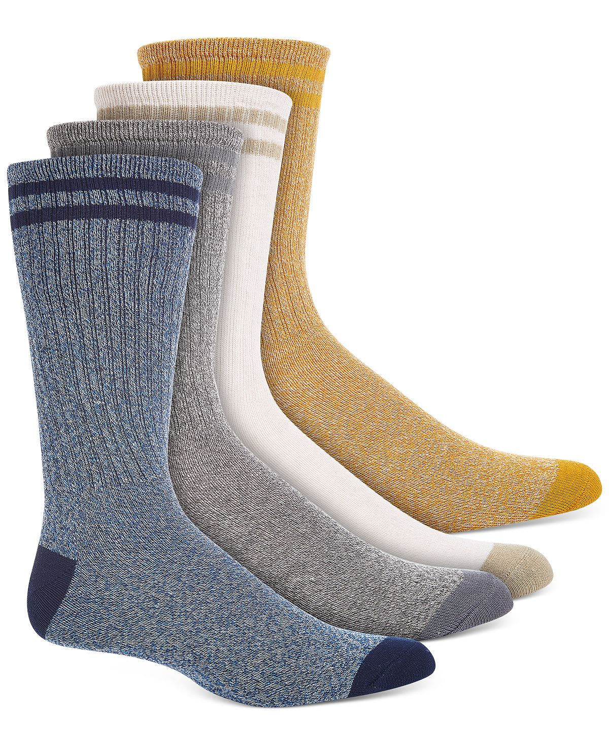 Sun + Stone Sun + Stone 4-pk. Double Stripe Crew Socks Brown
