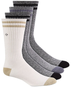 Sun + Stone Sun + Stone 4-pk. Double Stripe Crew Socks Grey thumbnail 1