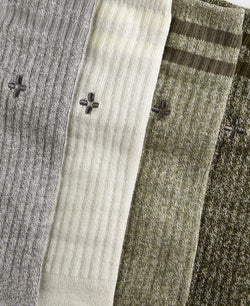 Sun + Stone Sun + Stone 4-pk. Double Stripe Socks Olive thumbnail 2