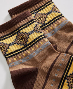 Sun + Stone Sun + Stone Aztec Patterned Half Calf Socks Brown Aztec thumbnail 2
