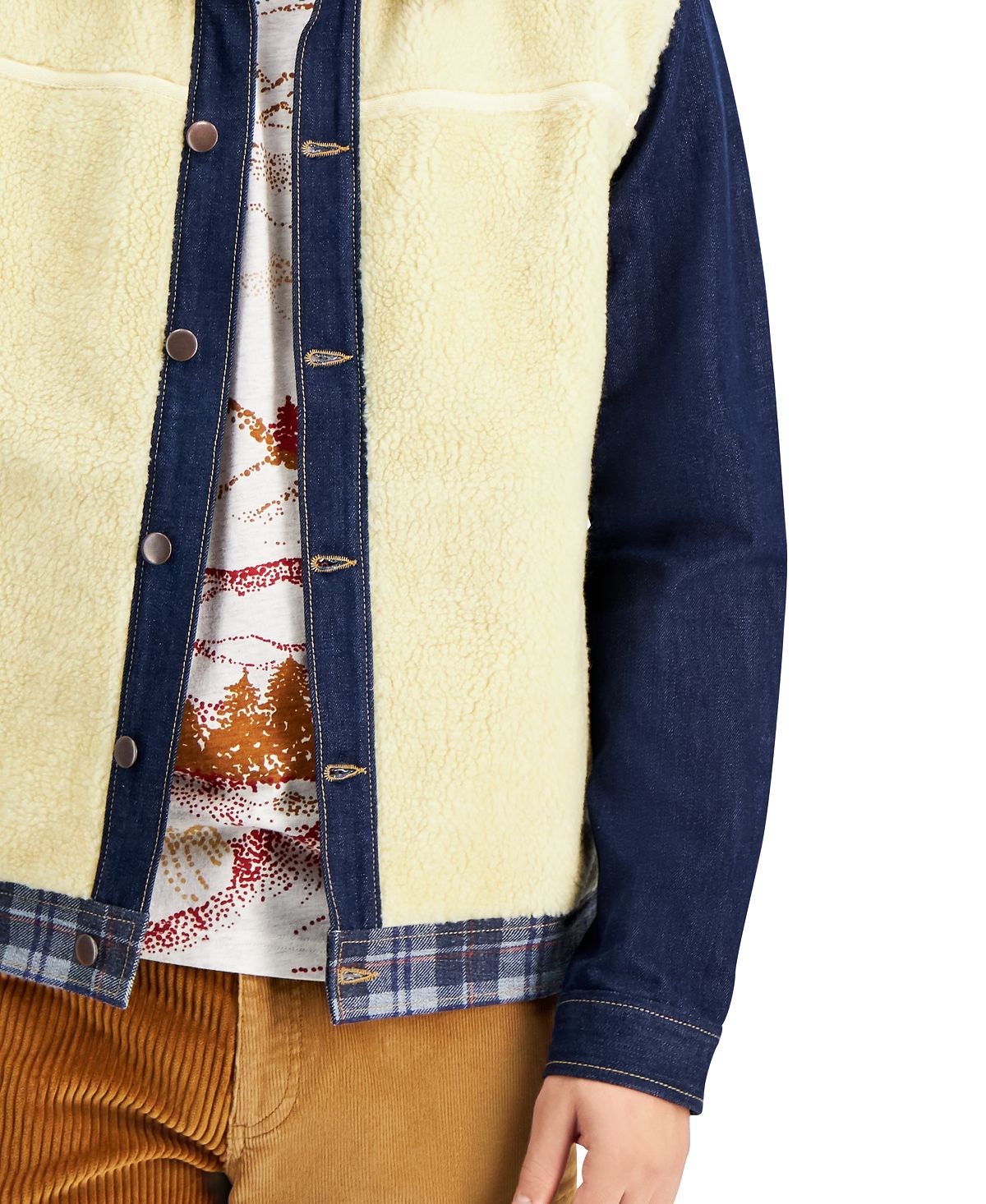 Sun + Stone Sun + Stone Clarence Mixed-media Colorblocked Trucker Jacket