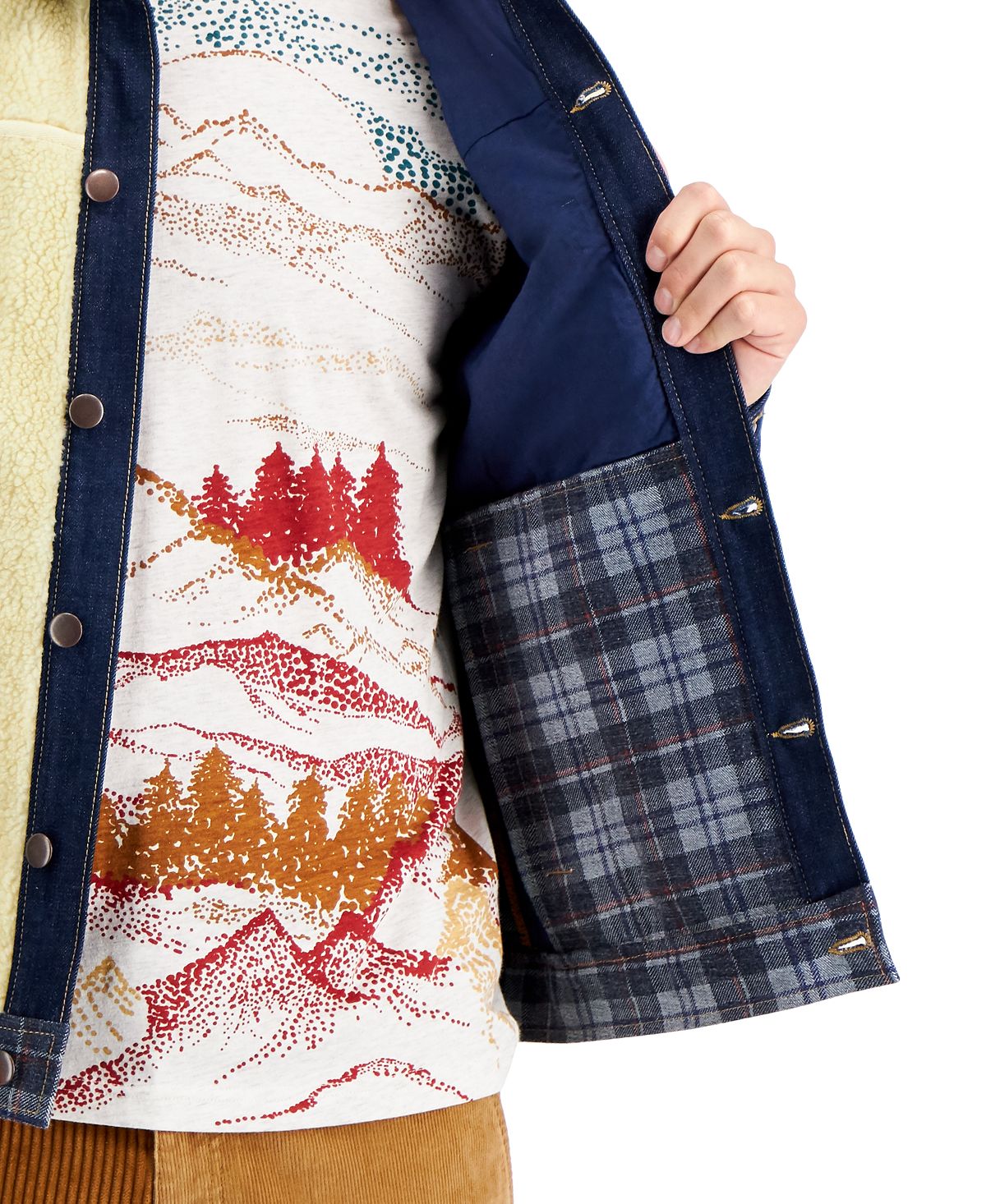Sun + Stone Sun + Stone Clarence Mixed-media Colorblocked Trucker Jacket