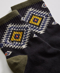 Sun + Stone Sun + Stone Half-calf Diamond Pattern Socks Black Diamond thumbnail 2