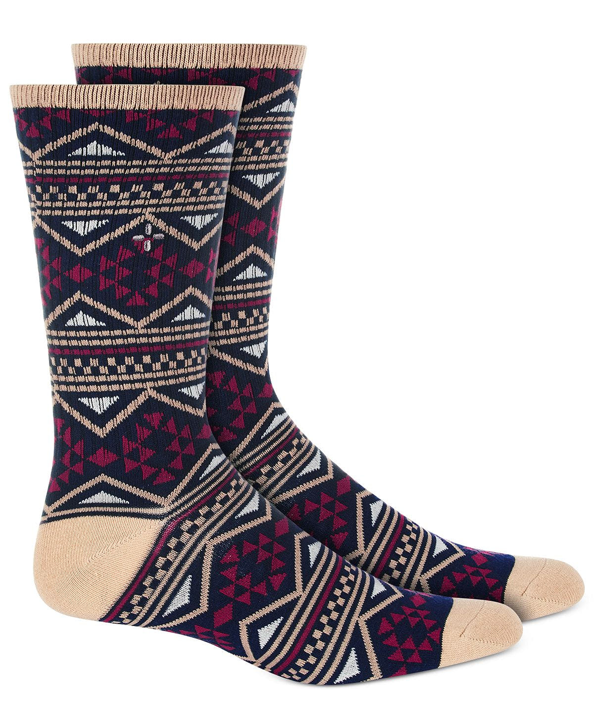 Sun + Stone Sun + Stone Holiday Triangle Crew Socks Navy Triangles