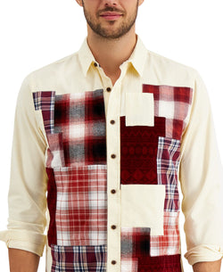 Sun + Stone Sun + Stone Lawrence Regular-fit Patchwork Corduroy Shirt Crushed Vanilla thumbnail 3