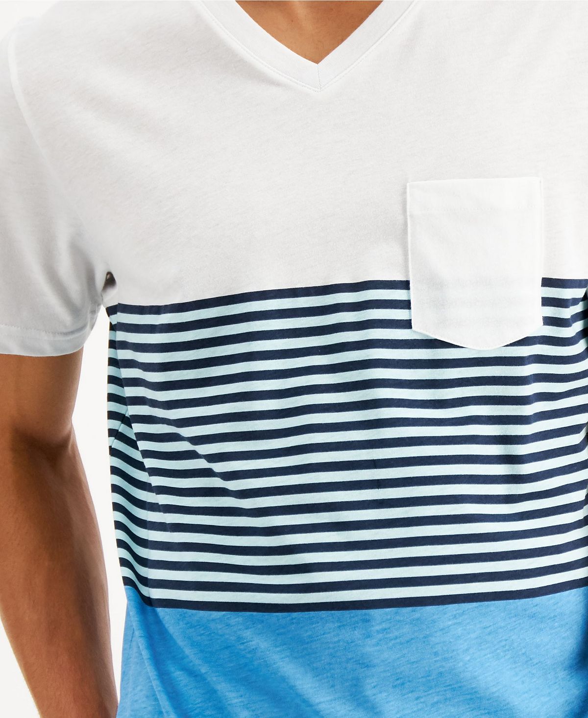 Sun + Stone Sun + Stone Lido Striped Colorblocked T-shirt Seacrest Aqua