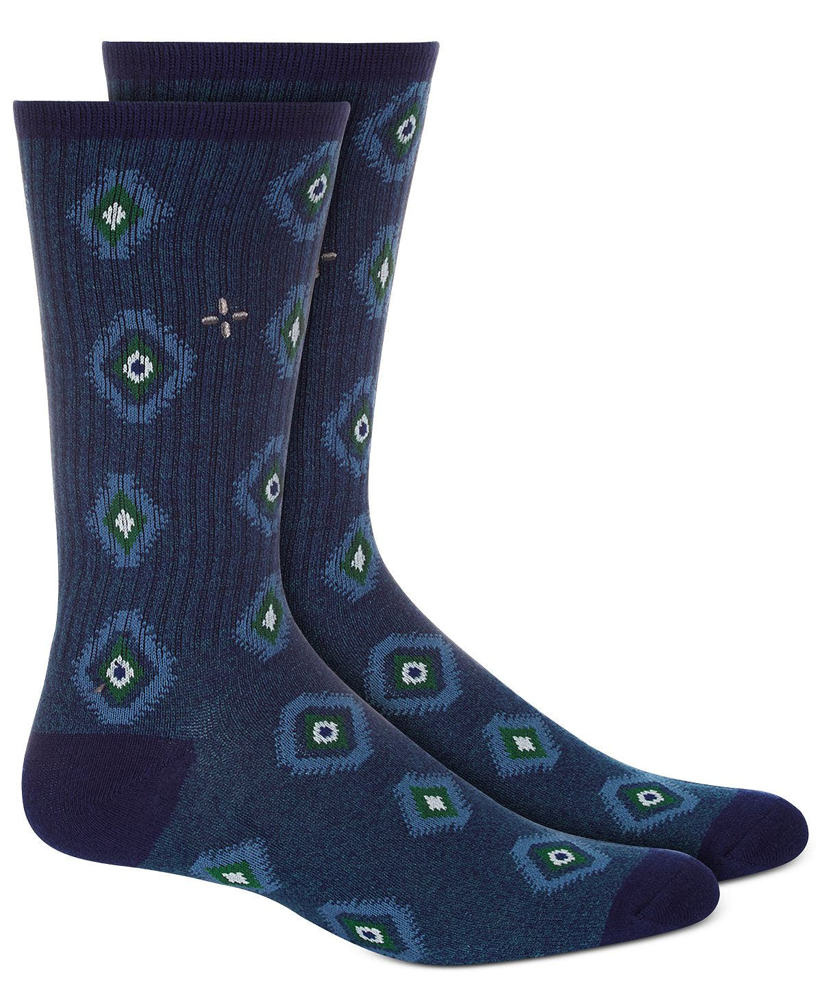 Sun + Stone Sun + Stone Novelty Diamond Crew Socks Navy Diamonds