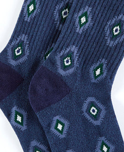 Sun + Stone Sun + Stone Novelty Diamond Crew Socks Navy Diamonds thumbnail 2
