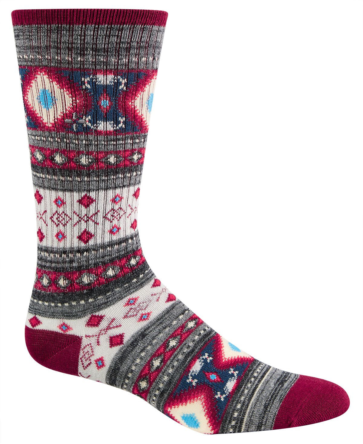 Sun + Stone Sun + Stone Novelty Printed Crew Socks Red/Grey