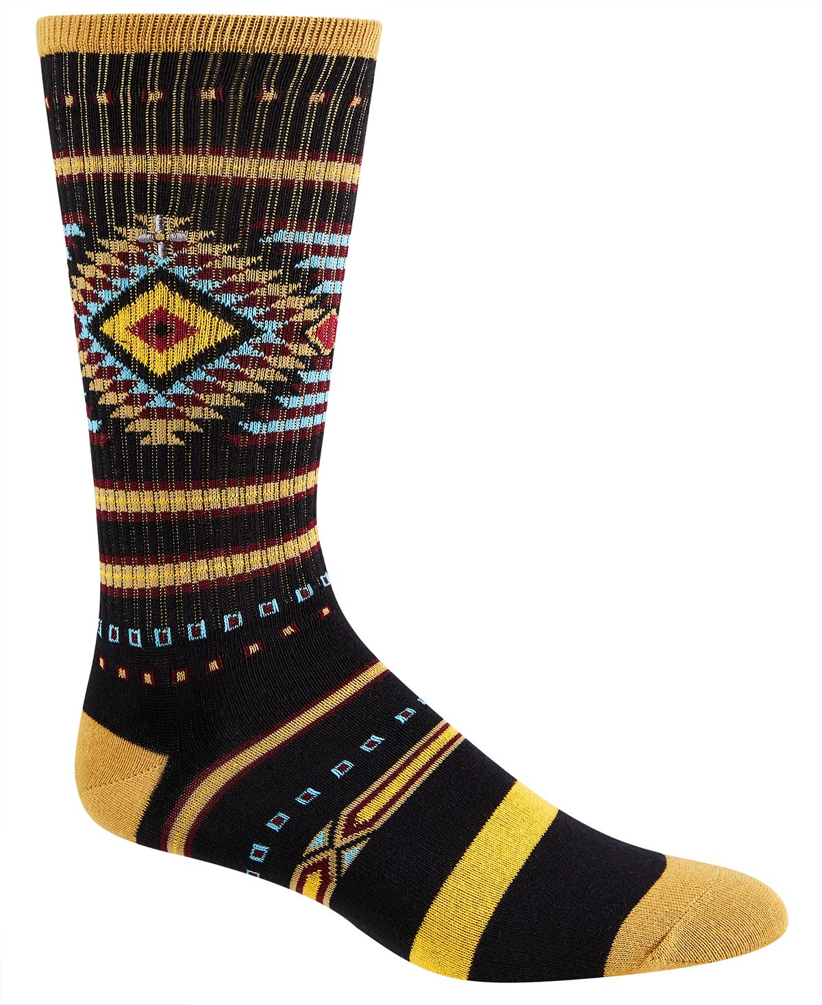 Sun + Stone Sun + Stone Novelty Printed Crew Socks Yellow Aztec
